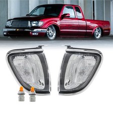USR DEPO 01-04 Tacoma Corner Lights - Chrome Trim Turn Signal Lamps Set Compa...