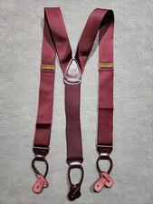 Trafalgar Navy Burgundy Silk Adjustable Suspenders Made in England.