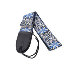 New Embroidered Guitar Strap Adjustable Cotton Leather Band Fast Shipping