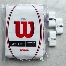 Wilson Pro Comfort Tennis Badminton Overgrip White 15 Pack Zipper Bag
