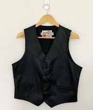 VTG Sears The Leather Shop Western Vest Men's 42 Reg Ranch Rodeo Cowboy 70s F2