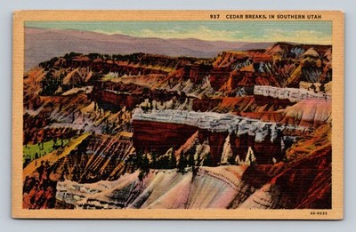Vintage Cedar Breaks Utah Scenic Linen Postcard Unposted 1940s-50s