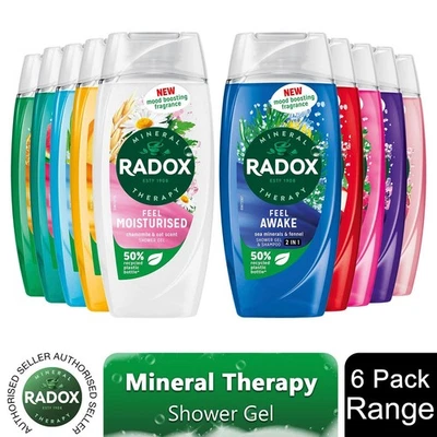 6x Radox Mineral Therapy ShowerGel with Mood Boosting Fragrance, 225ml