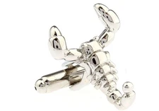 Scorpion Pair of Cufflinks in a Presentation Gift Box with Polishing Cloth