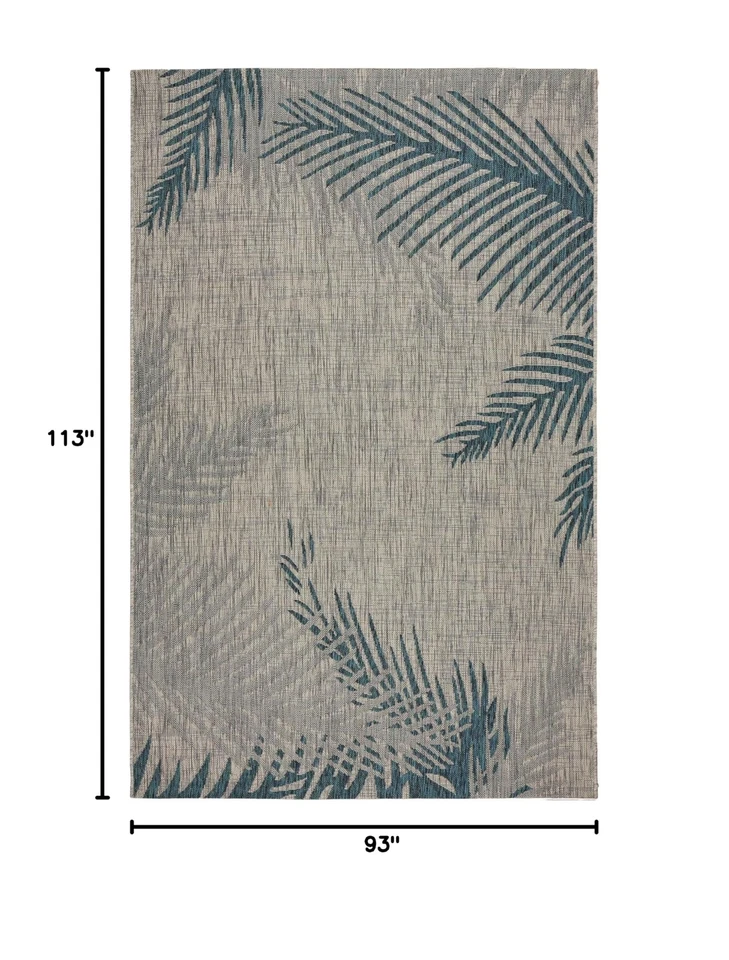 Alfombra de área interior/exterior LR Home 8 x 10 para decoración del hogar | Hoja de palma costera lar... Foto 2 de 4