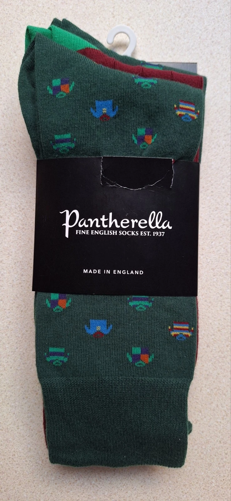Scott-Nichol Pantherella 3 Pairs Fine Cotton Socks Rugby Mix Size M UK 7.5-8.5