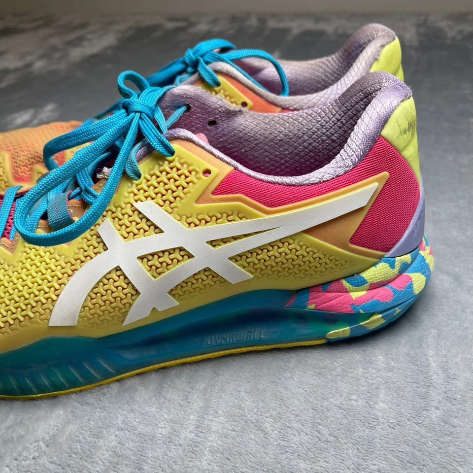 ASICS Gel Resolution Tennis Shoes Women's Size 8.5 Yellow Pink Blue - Image 2 of 4