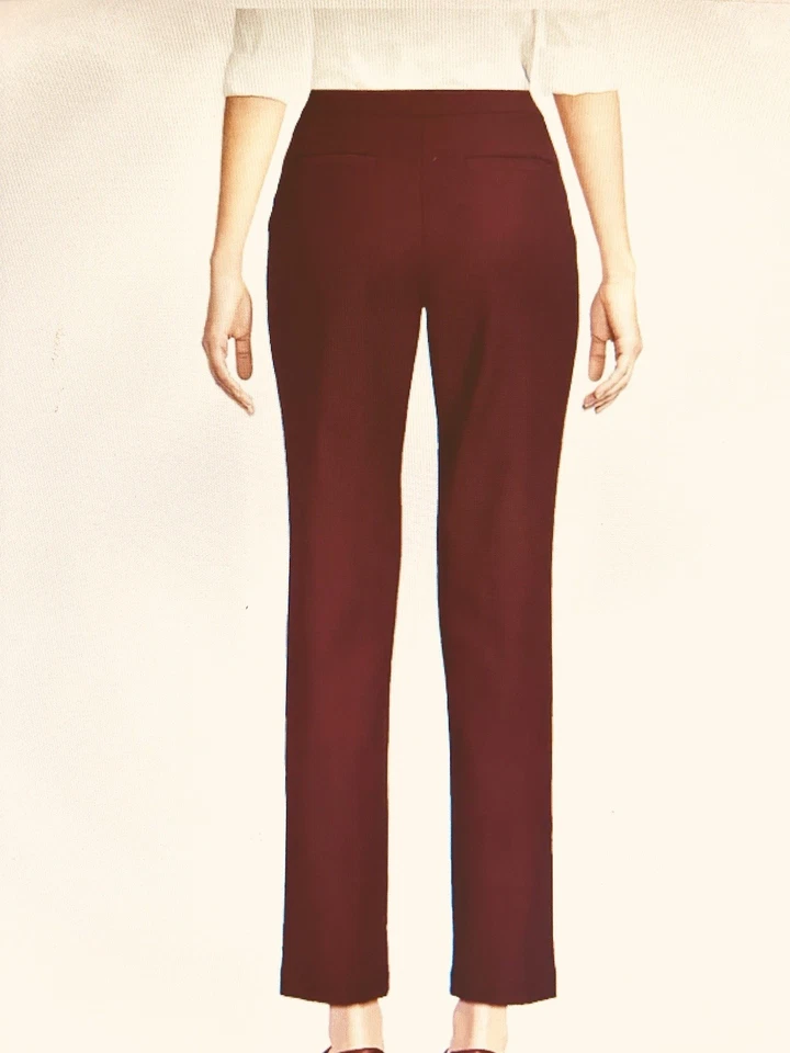 Pantalones al tobillo Land’s End Petite borgoña elásticos pintuck lápiz para mujer 8P nuevos con etiquetas Foto 2 de 2