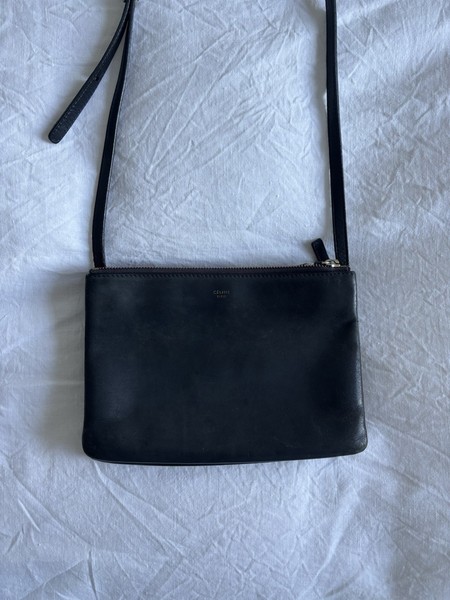 CELINE Black leather Trio crossbody bag, w/ dust bag. Rare!