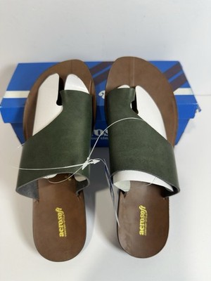 Aerosoft LS4830 Green  Leather Toe Loop Slide Sandals Womens US 9 EU 40 NIB
