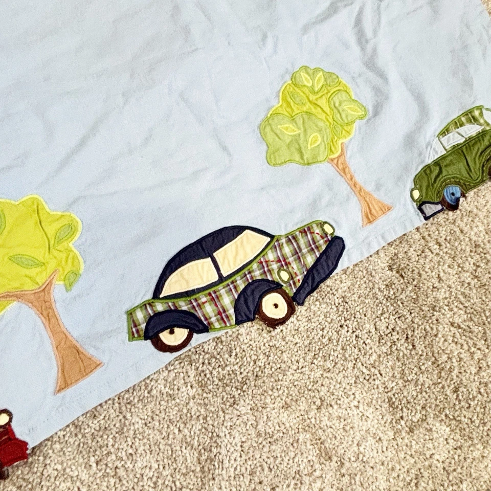 "Juego de 2 cenefas de cortina con apliques de coche azules forradas 44"" X 18"" Pottery Barn Kids" Foto 4 de 4