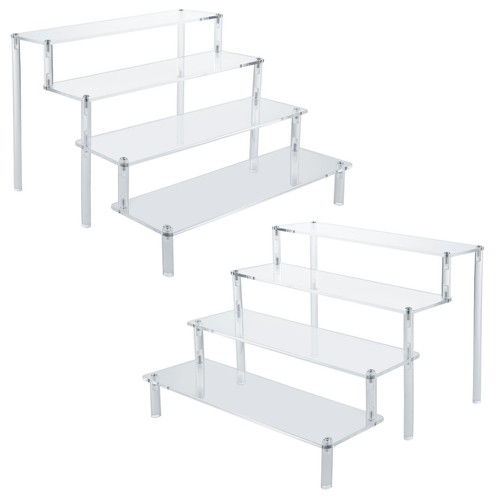 2 Pack Acrylic Risers Display Stands, 4 Tier Perfume Organizer Stand, Clear C...