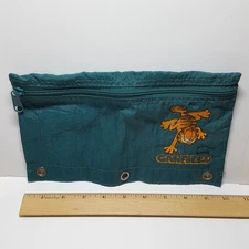 Vintage PAWS Green Embroidered GARFIELD Zippered Pencil Case Supply Holder MEAD