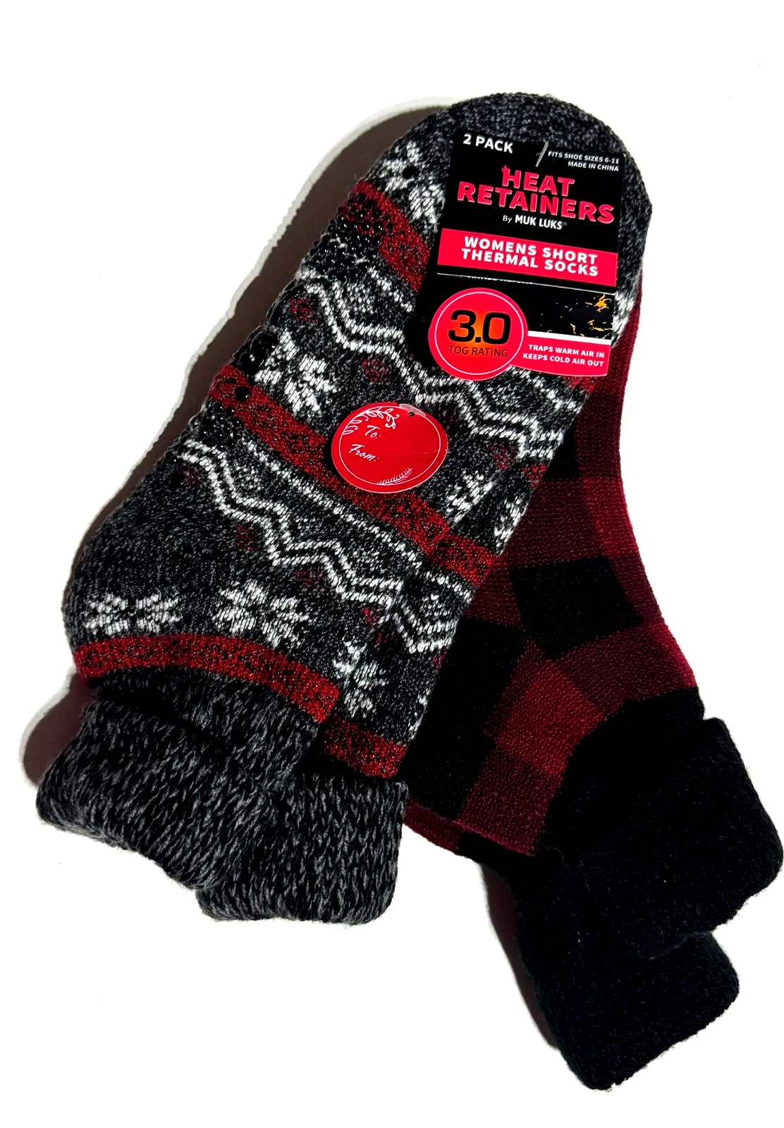 MUK LUKS Short Thermal Socks 2 Pair