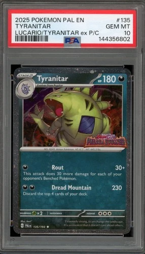 Pokemon Tyranitar Lucario/Tyranitar ex Premium Coll. Paldea Evolved #135 PSA 10