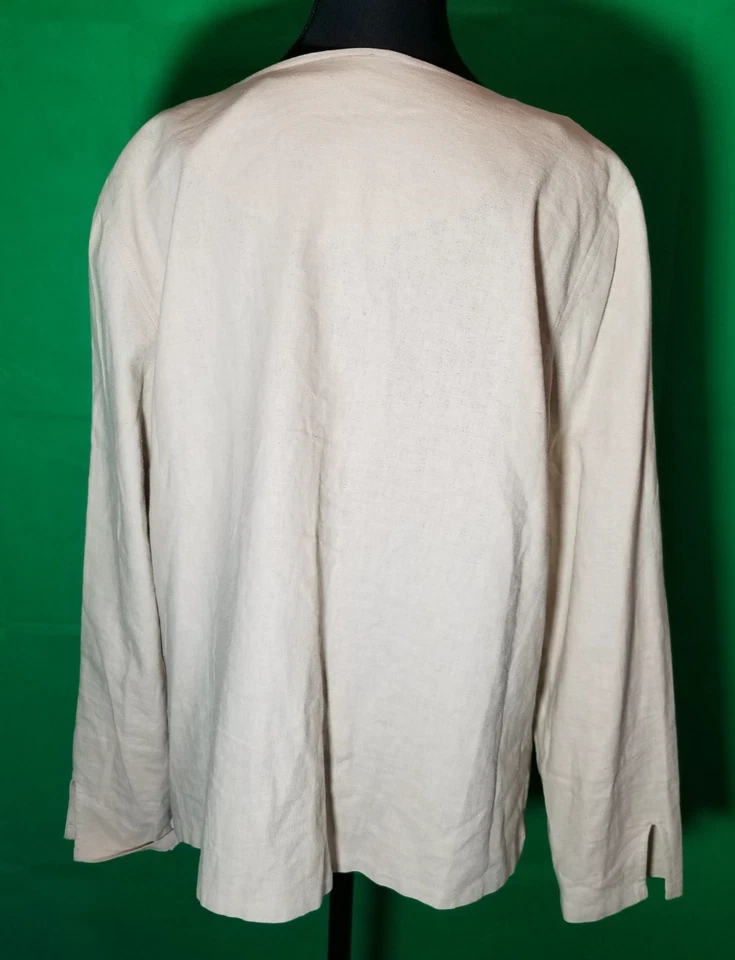 Blusa Norton Studio Mujer XL Lino Camisa Abotonada Manga Larga Oficina Ciudad Foto 3 de 4