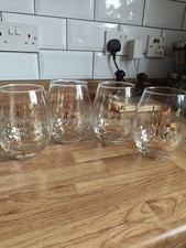 Set of 4 Funny Stemless Wine Glasses Gold Foil Quote Tumblers Party Gift Set