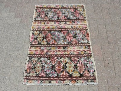2x4 ft Kilim Kelim Handmade Rugs Soft Small Striped Wool Carpet