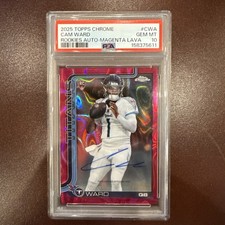 Cam Ward - RC - 2025 TOPPS Chrome Magenta Lava Auto /399 PSA 10