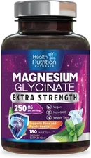 Magnesium Glycinate 250mg, 100% Chelated Magnesium for Max Absorption Best Sleep