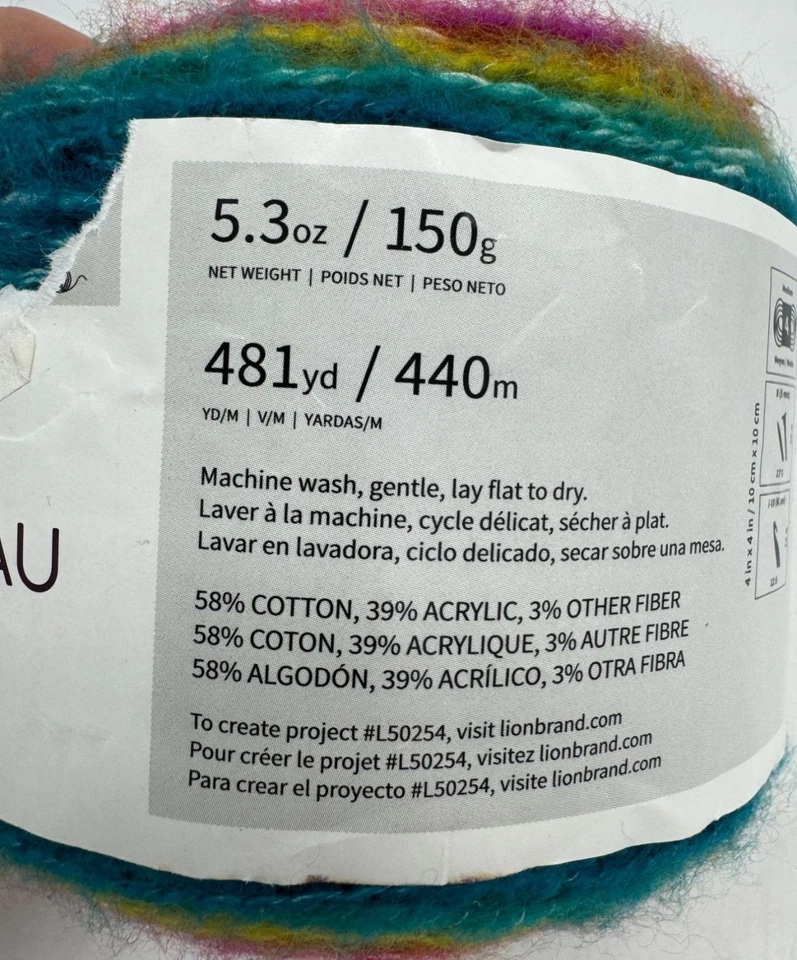 NEW Lion Brand Shawl In A Cake Yarn Mantilla Pastel 481yd DIY Craft Discontinued - Image 3 of 4