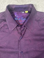 Robert Graham Burgundy Long Sleeve Paisley French Cuff Button Up Men s Large