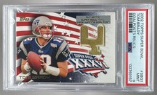 133769157 Tom Brady 2002 Topps #SBG1 Super Bowl XXXVI Goal Posts Patch PSA 9