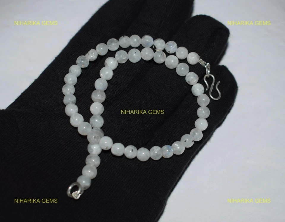 Collar de plata esterlina 925 arco iris piedra lunar corona con cuentas chakra hermana Foto 4 de 4