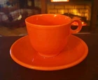 Fiesta Pre-1972 Vintage "Radioactive Red" Tea Coffee Cup and Saucer Set