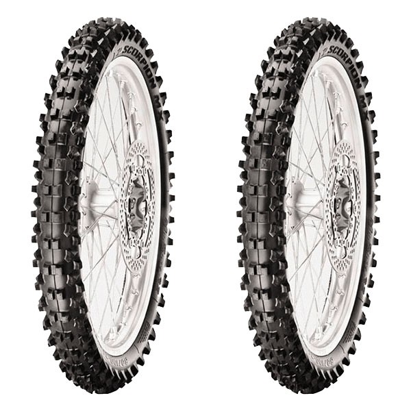 TYRE PAIR PIRELLI 80/100-14 40M + 2.50-10 33J SCORPION MX32 MID SOFT