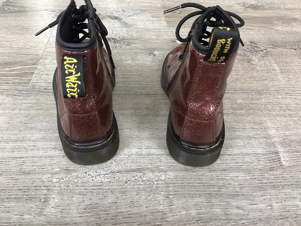 Dr. Martens Botas Juveniles Niñas Talla 4 Malva Brillo J Rays 1460J Botas de Combate Cremallera Foto 3 de 4