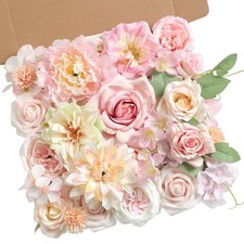 Artificial Flowers Light Pink Silk Fake Flowers for DIY Wedding Bridal Bouque...