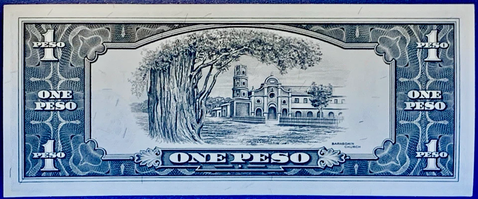 PHILIPPINES 1957-61 ONE PESO NOTE UNC ENGL SER. RARE SIGN C. GARCIA /CASTILLO++ - Image 4 of 4