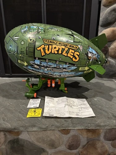 Vintage  1988 Playmates TMNT Blimp Holds Air w Accessories and 90% Complete