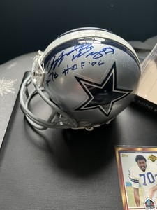 NFL Riddell Mini Helmet Auto Signed Rayfield Wright Cowboys HOF 06 COA + Card⭐️