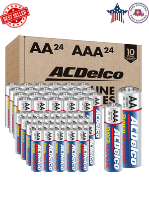 #ad Acdelco AA and AAA 48 Count Combo Pack Super Alkaline Batteries 24 Count Each $20.34