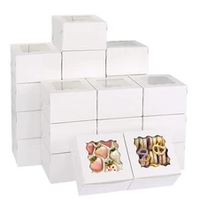 120pcs Bakery Boxes 4x4x2.5 Inch Cookie Boxes with Window Small Cake Boxes Mi...