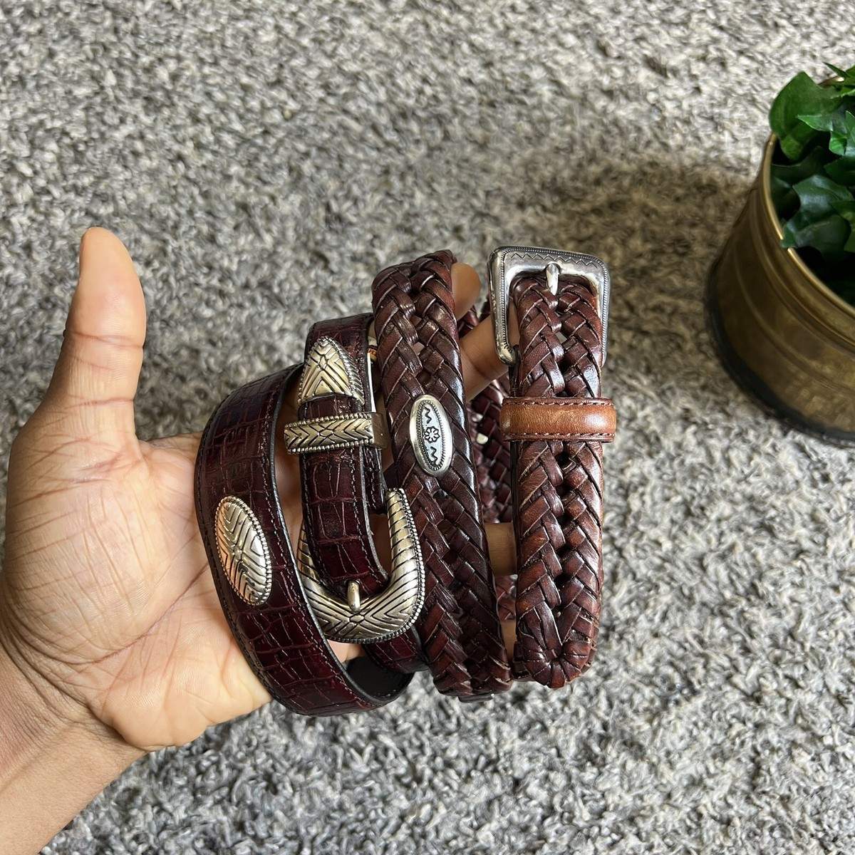 Braided Leather Fossil Braided Belt Fossil Braided Vintage Fossil