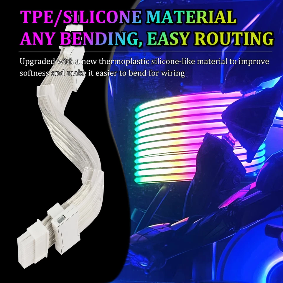 24 Pin ATX Addressable RGB Power Extension Cable 5V ARGB SYNC - Image 3 of 4