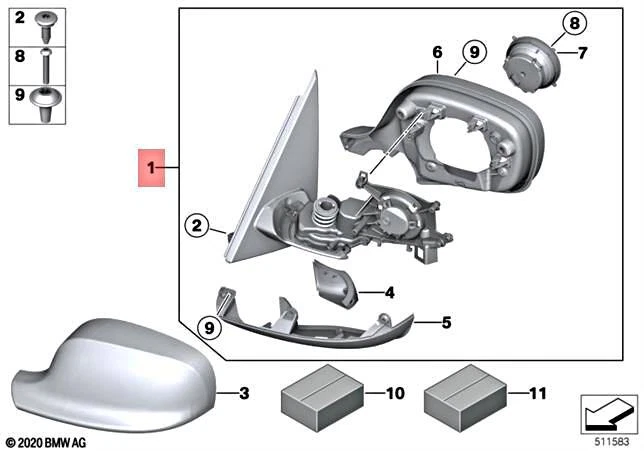 Genuine BMW X3 F25 X3 18d Exterior Mirror without Glass Heated 