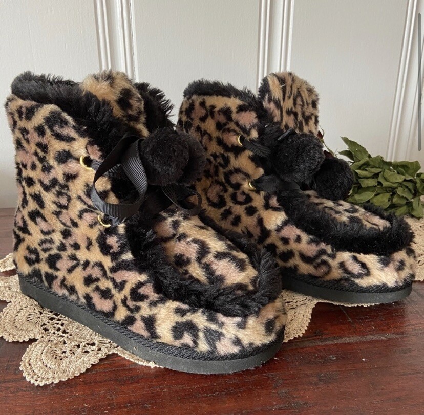 leopard boot slippers