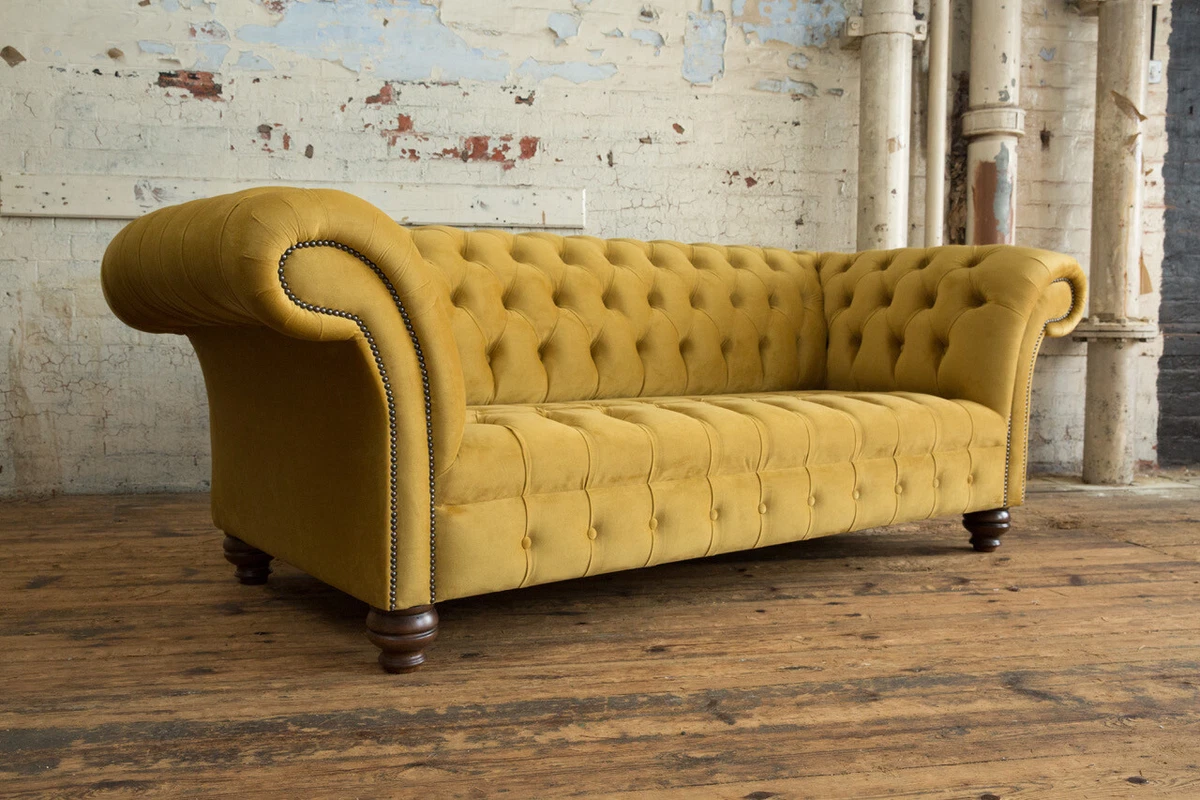 Mustard cheap chesterfield armchair