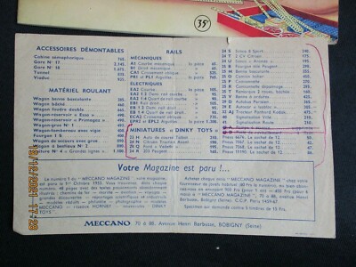 Boite meccano 3 catalogue livrets train hornby dinky toys moteur a