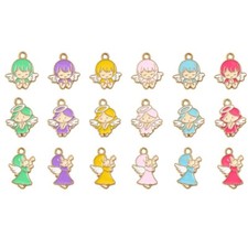36pcs Angel Shaped Alloy Enamel Pendants Angel Charms for Jewelry Making