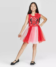 Girls' Disney Minnie Mouse Head Red White Heart Tutu Dress NWT Free Shipping 