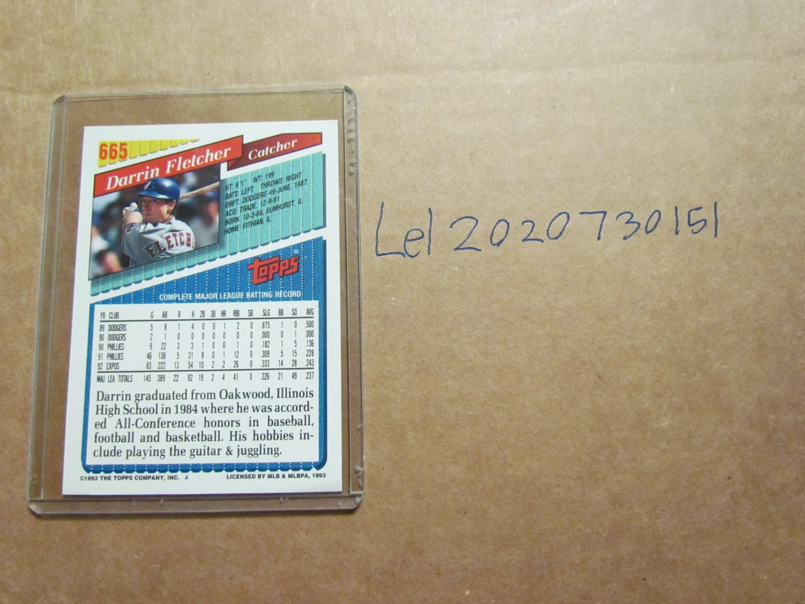 1993 Topps Darrin Fletcher Signed Baseball Card eBay