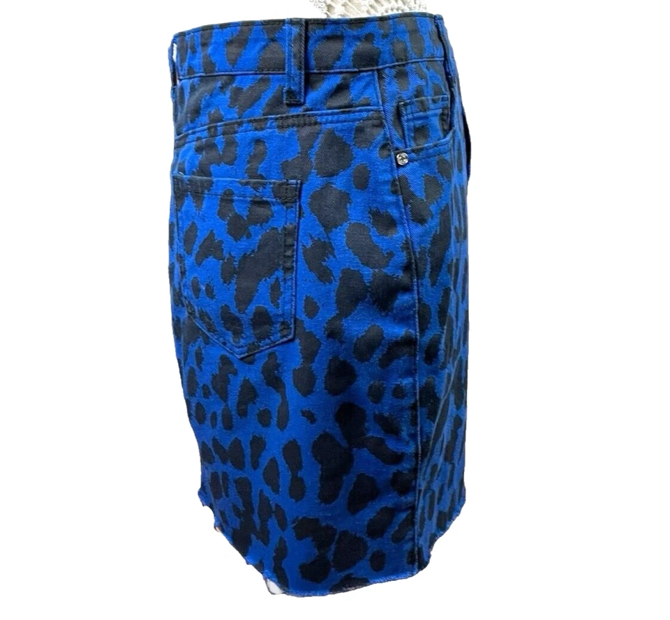 Missguided Blue Denim Skirt Leopard Print High Waist Women’s UK Size 12 - Image 2 of 4