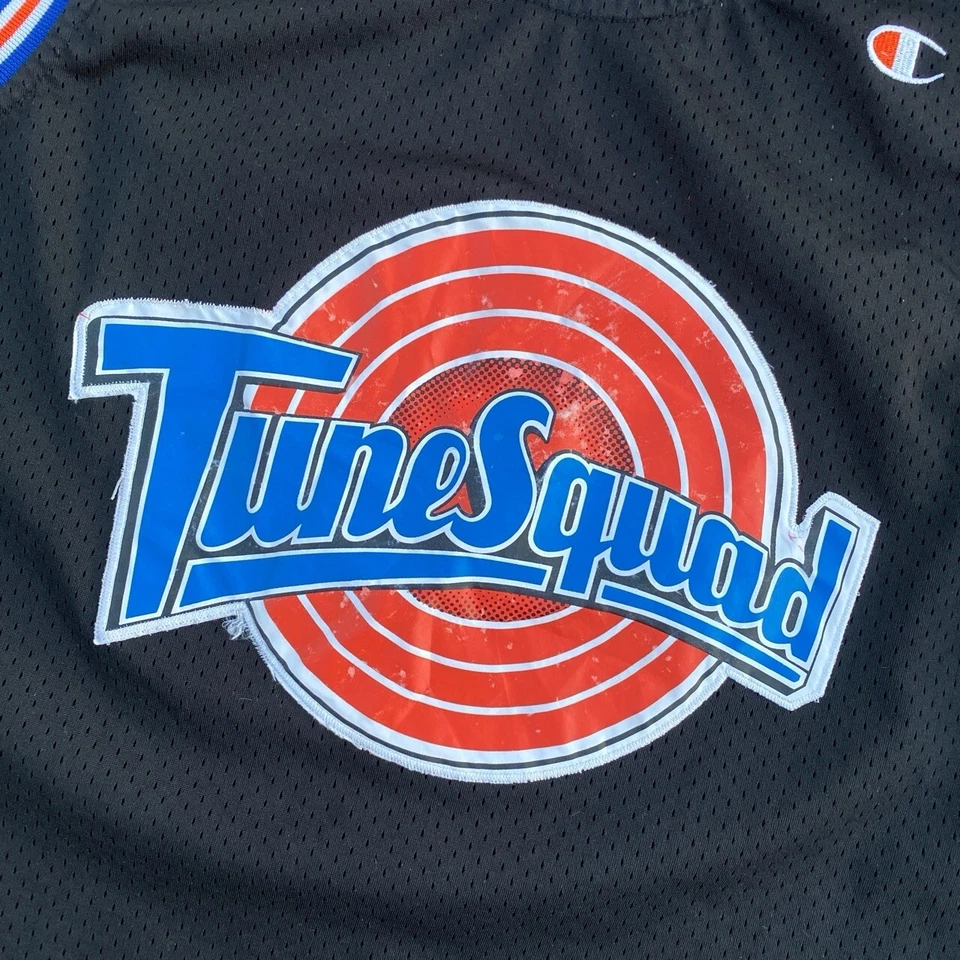 Camiseta de Colección Tune Squad Pato Lucas #2 Campeón Pequeña Malla Negra Hecha en Corea Foto 3 de 4