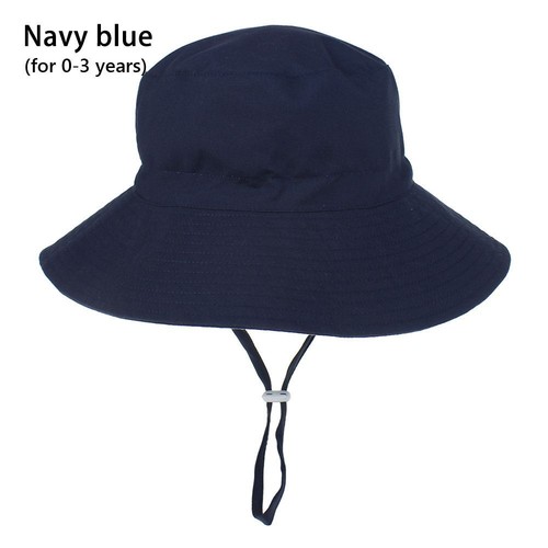 Wide Brim Beach Cap Bucket Hat with Adjustable Chin Strap Baby Sun Hat - Picture 25 of 44