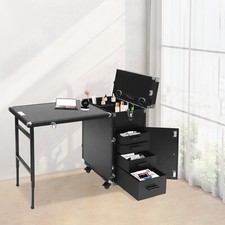 Nail Desk Mobile Station Rolling Makeup Train Case Manicure Table with Speaker